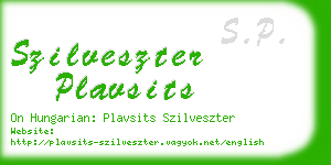 szilveszter plavsits business card